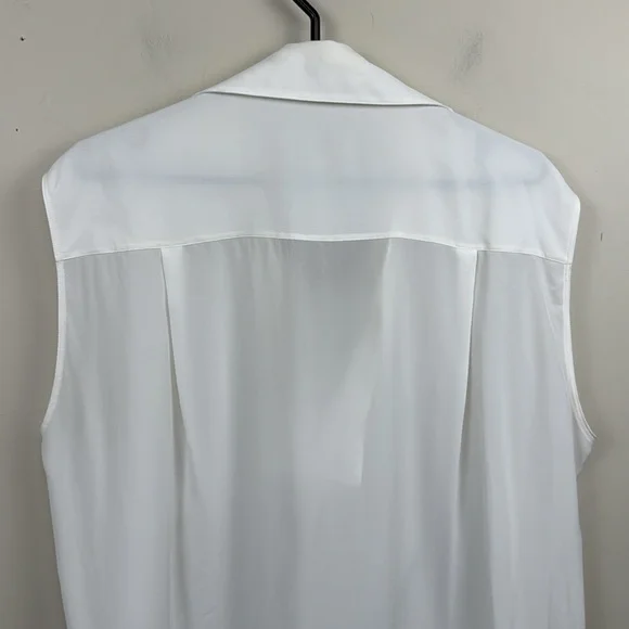 GIVENCHY white silk logo scarf collared sleeveless blouse fr 42 /USA 10 - Picture 14 of 16